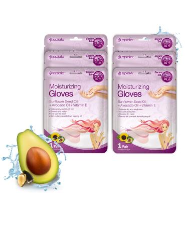 Epielle Moisturizing Hand Masks (Gloves 6pk) for Dry Hands Spa Masks | Sunflower Seed Oil + Avocado Oil + Vitamin E, Beauty Gifts, Skincare Gifts