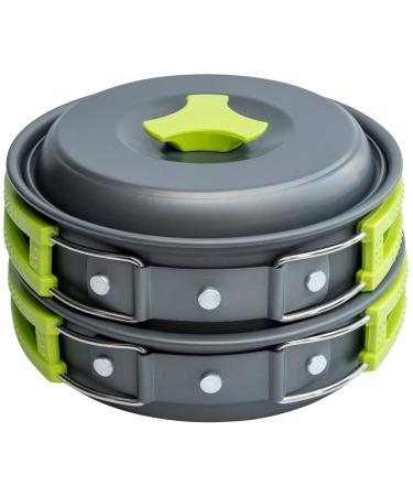 MalloMe Camping Cookware Mess Kit for Backpacking Gear  Camping Cooking Set - Backpack Camping Pot and Pans Set - Portable Camping Stove and Backpacking Stove Compatible - Camp Accessories Equipment 1 Liter Pot