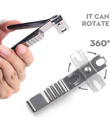 2PC Nail Clipper Set - Stainless Steel Rotary Head for Thick Nails & Nail File | Ideal Gift for Perfect Pedicure - Buy Online on SooperMarket.com