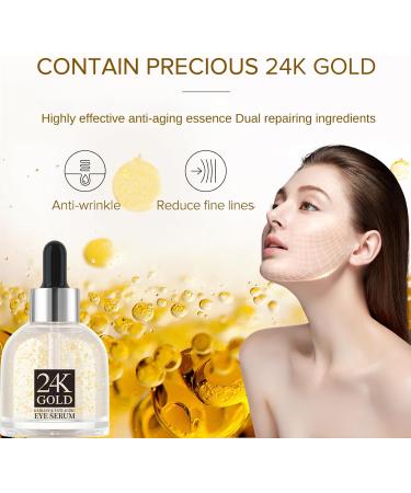24K Gold Eye Serum Niacinamide Serum Anti Ageing Eye Serum Eye Serum For Dark Circles Puffy Eyes Bags Under Eyes Puffiness & Crows Feet Saggy Skin Anti Wrinkle Caffeine Eye Cream Brightening Serum - Buy Online on SooperMarket.com