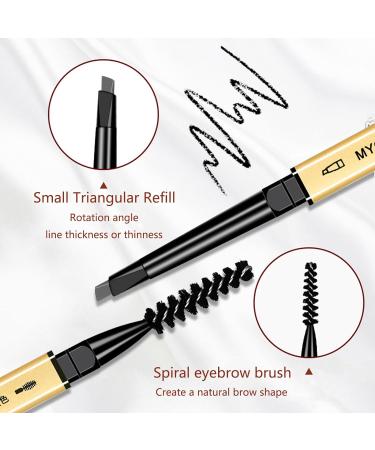 Dual-Sided Rapid Brow Eyebrow Pencil Set - Fine Tip Sweatproof Brow Pen with Combs (Black, 2 Pcs) - Buy Online on SooperMarket.com