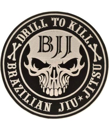 Jiu Jitsu Patch Drill to Kill 4.7 inches Round sew on Embroidered BJJ Gi Patches for Jiujitsu GIS, Gifts for Jiu Jitsu Lovers