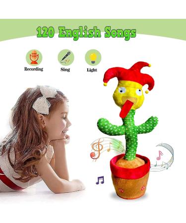 Dancing Cactus Toy - Interactive Plush Singing Cactus Repeats & Dances - USB Rechargeable - Fun Christmas Decor Piece - Buy Online on SooperMarket.com