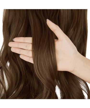 OMGREAT Ombre Halo Hair Extensions 18 Inch Wavy Curly Synthetic Hair - Light Chestnut Brown - Buy Online on SooperMarket.com