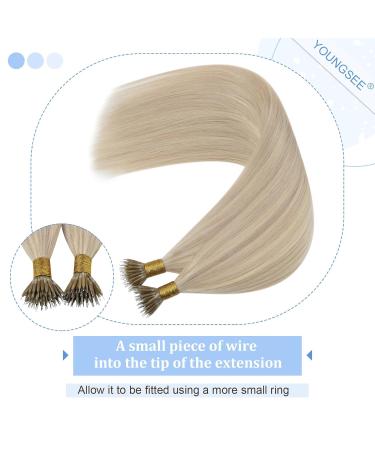 Youngsee Nano Ring Extensions | Real Hair Ash Blonde 35cm | Remy Hair 50g #18/613 | Quality Nano Hair Extensions - Buy Online on SooperMarket.com