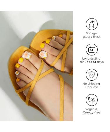 NAILOG Semi Cured Gel Nail Strips - 32 Long Lasting Yellow Sunday Park Toe Polish Stickers - Buy Online on SooperMarket.com