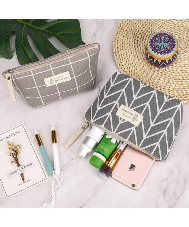 Shop Multifunctional Canvas Makeup Bag Set - 2 Portable Cosmetic Bags for Travel Office & School - Black/Gray Checkered - Buy Online on SooperMarket.com