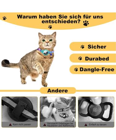 Mouyou Airtag Cat Neck Band | Adjustable Blue Gradient Collar with Bell & Safety Clasp | Soft Nylon with Silicone Holder | International Shipping - Buy Online on SooperMarket.com