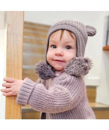 KAKU NANU Toddler Winter Hat with Double Pom Pom | Fleece Lined Beanie for Baby Boys & Girls 6-12 Months | Dark Purple - Buy Online on SooperMarket.com