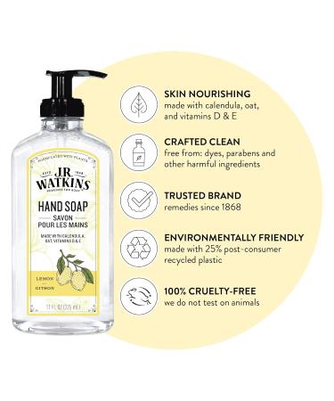 J.R. Watkins Lemon Hand Soap 11 Fl Oz 3 Pack - Moisturizing, Alcohol-Free, Cruelty-Free - USA Made Liquid Soap for Bathroom/Kitchen with Dispenser - Buy Online on SooperMarket.com