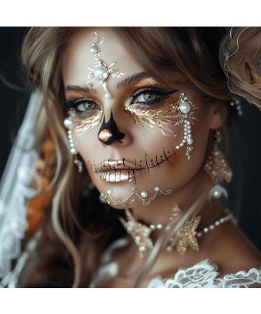 BOBISUKA Black & White Face Paint Bride Makeup Kit | Halloween Makeup with Brush & Accessories for Costume & Skeleton SFX  - Buy Online on SooperMarket.com