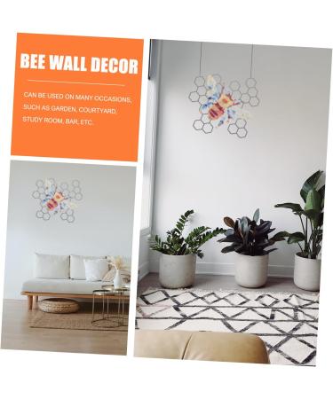 Cabilock 1pc Bee Garden Hanging Ornament Wall Pendant Wall Art Craft Wall Hanging Decoration Colorful Iron - Buy Online on SooperMarket.com