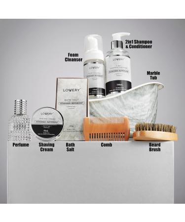 Shop Unique Birthday Gifts: Rosemary Peppermint Self-Care Baskets for Dad Husband and Boyfriend - Spa Set with Pheromone Perfume & Grooming Essentials - Buy Online on SooperMarket.com
