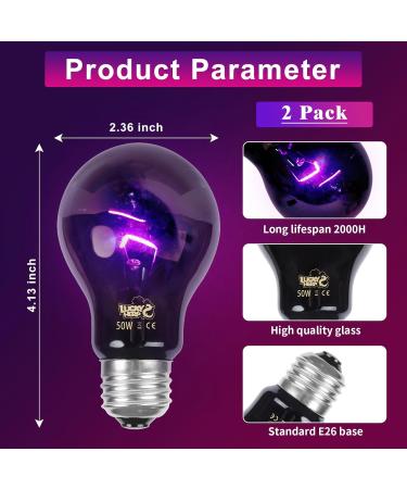 LUCKY HERP Reptile Night Heat Bulb 50W Night Heat Lamp Bulbs for Reptiles 2 Pack Reptiles & Amphibians Basking Spot Light Bulb for Bearded Dragon Lizard Snake Turtle Chameleon - Buy Online on SooperMarket.com