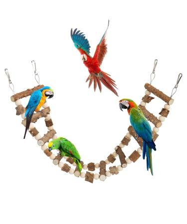 Natural wooden bird ladder bird bridge toys hamsters rats climbing conductor bird cage accessories wooden ladders for bird parrot squirrel Totoro sugar glider (72x10x9 cm) 10 Ladders-23.34 3.93nches