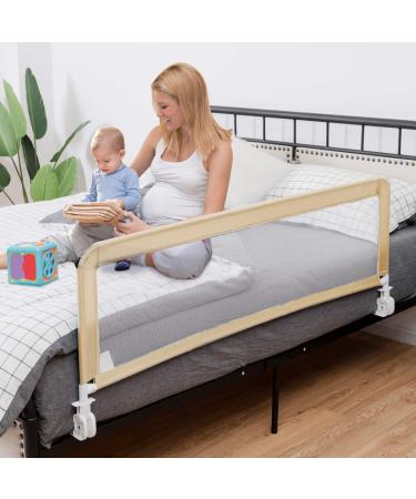 Costzon Double Sided Bed Rail Guard  2 Pack  Extra Long Swing Down Safety Guard w/ Straps  Folding Baby Bedrail for Kids Twin Double Full Queen King Mattress  Beige 59 Inch Beige 59 inch (Pack of 2) - Buy Online on SooperMarket.com