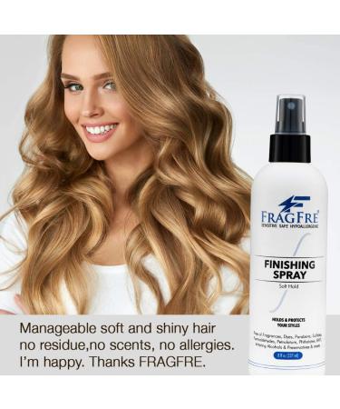 FRAGFRE Hair Finishing Spray 8 oz - Flexible Soft Hold for Sensitive Skin - Fragrance Free & Hypoallergenic - Parabens Free - Quick Dry Formula - Gluten Free Vegan - Buy Online on SooperMarket.com