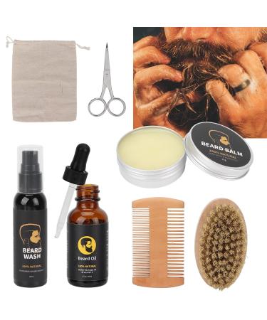 Kosdfoge 7-Piece Partial Beard Care Set for Men | Shampoo Oil Balm Brush & More | Perfect Christmas Gifts for Fathers - Buy Online on SooperMarket.com