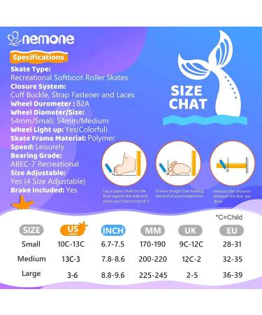 NEMONE Mermaid/Bunny Strawberry Light up Roller Skates | Adjustable 4 Sizes | Purple/Blue Skates for Girls | Indoor/Outdoor Kids Skates - A-Mermaid Medium - Big Kid - Buy Online on SooperMarket.com