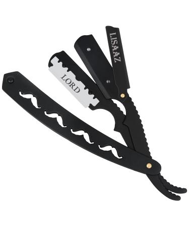 Straight Razors for men 10 Blades Black straight edge razor classic shaving razors for men professional stainless steel razor blades for men quality barber supplies navajas para barbero 4.8in