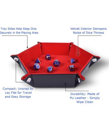 RNK Gaming Folding Hexagon Dice Tray - PU Leather & Red Velvet for DND Games - Buy Online on SooperMarket.com