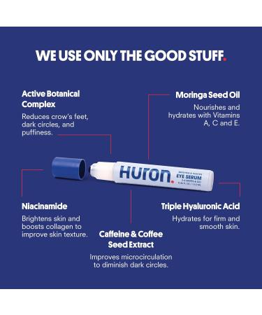 Huron Eye Serum for Men - Dark Circles Fine Lines & Puffiness Relief - Niacinamide & Caffeine Eye Roller - Apply Twice Daily - International Shipping Available - Buy Online on SooperMarket.com