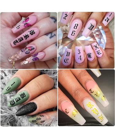 12 Sheets Alphabet Nail Art Stickers - 3D Self-Adhesive Decals - Holographic English Font Manicure Decorations - Buy Online on SooperMarket.com