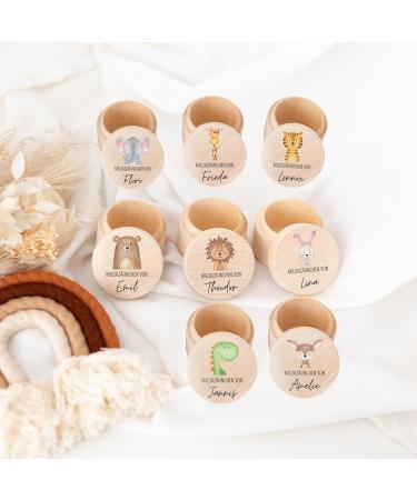 Personalized Wooden Milk Tooth Jar for Kids | UV Printed Lion Tooth Box - Perfect Keepsake for First Teeth - Buy Online on SooperMarket.com