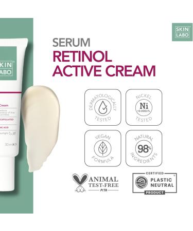 SkinLabo Retinol Active Cream Reduces Irritation and Appearance of Fine Lines Anti-Wrinkle Action with Microencapsulated Retinol Hyaluronic Acid - 30 ml New Version - Buy Online on SooperMarket.com