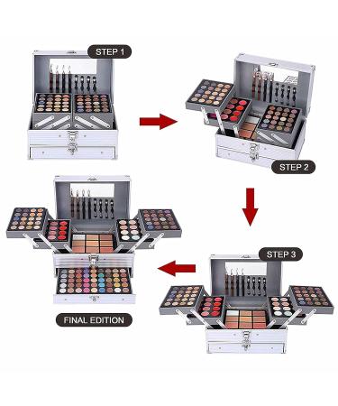 UNIFULL 132 Color All-In-One Professional Makeup Kit for Women - Full Set with Eyeshadow, Lipstick, Concealer, Lip Gloss, Eyeliner, Mascara, Makeup Brushes - Perfect Gift for Women & Girls (006N2-Silver) - Buy Online on SooperMarket.com