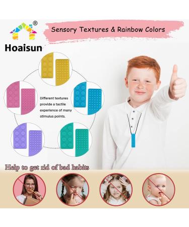 Sensory Chew Necklace Bundle for Kids and Adults - 5 Pack Silicone Teething Aid for Autism ADHD Biting Needs - Buy Online on SooperMarket.com