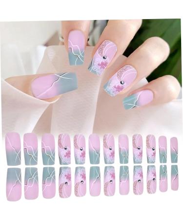 1 Set Acrylic Press On Nails Square Fake Nails with Glue Reusable Cute Press On Nails Gradient Flower Fake Nails with Designs Full Cover Medium Coffin Press On Nails for Women Girls Cute Press on NAI - Buy Online on SooperMarket.com