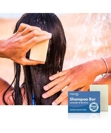 Friendly Soap - Lavender & Tea Tree Shampoo Bar (95g) Natural Healthy Shine Nourishing Moisturising Soothing Plant-Based Cruelty-Free Made By Hand No SLS or Parabens Sustainable - Buy Online on SooperMarket.com