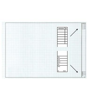 Clearprint Vellum Sheets with Architect Title Block and 8x8 Fade-Out Grid 24x36 Inches 16 lb. 60 GSM 1000H 100% Cotton 100 Sheets/Pack Translucent White (10212528) 24 x 36 Inches