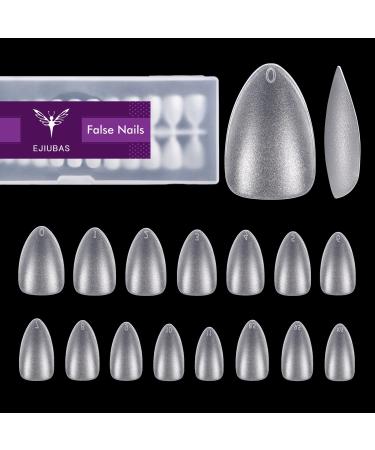 Ejiubas Short Almond Nail Tips, 15 Sizes Pre-buff Finfish Full Matte Soft Gel Nail Tips, 300Pcs Ultra Fit & Natural Acrylic Nails, Full Cover False Nails with Box for Nail Extensions 01-Short Almond Soft Gel Nail Tips