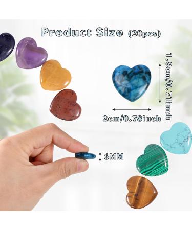 Kioiner 20 Pcs Heart Shape Stones 2 cm Love Heart Healing Crystal Stones Natural Heart Worry Stones Chakras Stones for Women Yoga Witchcraft Meditation Stress Reiki Energy Balancing Home Decoration - Buy Online on SooperMarket.com