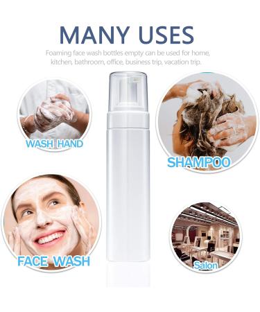 8.5oz White Foam Pump Bottle 4 Pack - Refillable Travel Hand Soap & Shampoo Dispenser - Buy Online on SooperMarket.com