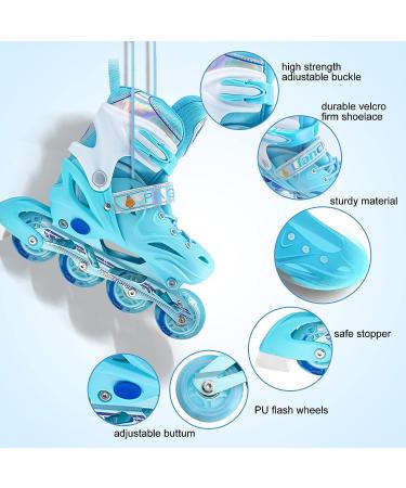Adjustable Inline Skates for Boys Girls  Roller Single Flash Blades Skates for Kids Women Men Size Beginners Outdoor and Indoor Blue new Medium - Buy Online on SooperMarket.com