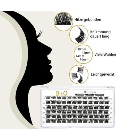 Cluster Lashes D Curl 14mm 72 Clusters B&Q - Volume Eyelash Clusters for DIY Lash Extensions - Soft Wispy Cluster Eyelash Extensions at Home - Buy Online on SooperMarket.com