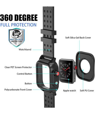 OWKEY Waterproof Apple Watch Case 42mm Series 3 with Multi-Size Bands | Built-in Screen Protector | Full Body Rugged Protection | Anti-Scratch & Shock Proof Case | 42mm Apple Watch - Buy Online on SooperMarket.com