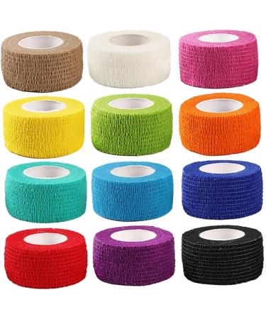 Breathable Self Adherent Wrap 12pcs Athletic Elastic Non Woven Cohesive Bandage for Sports First Aid Medical Wrist Ankle Sprains Swelling and Vet Wrap - Buy Online on SooperMarket.com