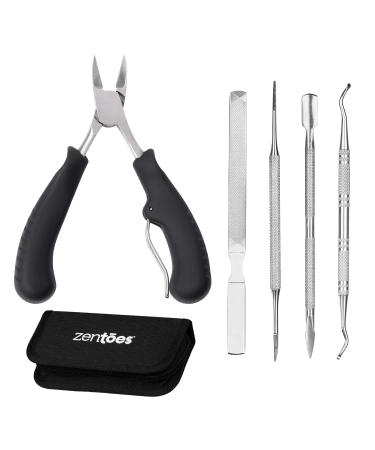 ZenToes Professional Pedicure Tools for Feet - Set of Premium Stainless Steel Files Toenail Clippers for Thick Nails Ingrown Toenail Lifter Cuticle Cleaner and Storage Case