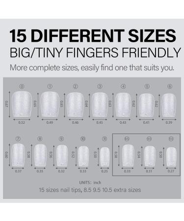 AILLSA Ultra Short Coffin Nail Tips - 240 PCS Matte Soft Gel Full Cover False Nails for DIY Press On - 15 Sizes Pre-shaped Clear Acrylic Tips - Buy Online on SooperMarket.com