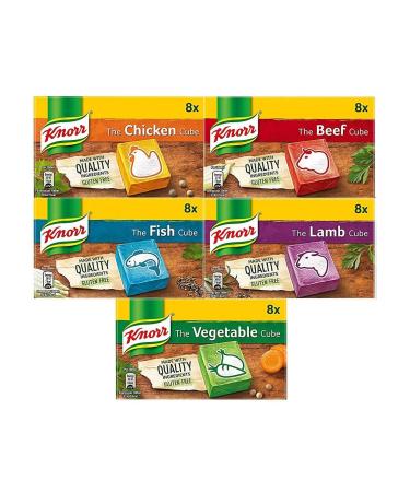 Knorr Stock Cubes Collection - (Chicken - 8X10g Beef - 8X10g Fish - 8X10g Lamb - 8X10g Vegetable - 8X10g)