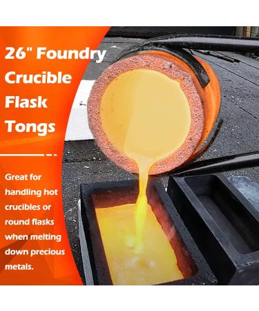 Foundry Crucible Flask Tongs for Metal Melting - Gold, Silver, Copper | Refinery Crucibles Casting Tool - Buy Online on SooperMarket.com