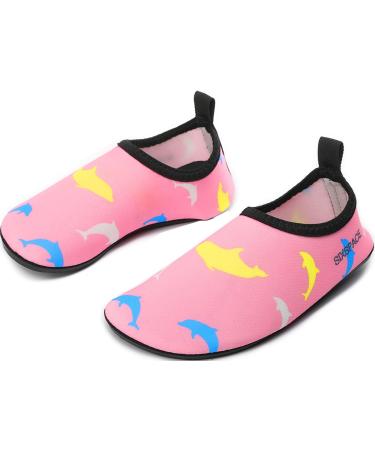 Sixspace bathing shoes children water shoes fast drying swimming shoes slipproof aqua shoes light beach shoes for young girls surf shoes toddlers baby barefoot shoes beach pool gr. 29 EU light color pink 282