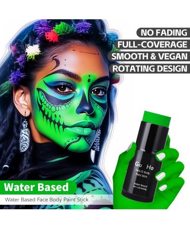 Go Ho Water Based Green Face Paint Stick (1.06 Oz) - Washable Cream Body Paint for Grinch Costume Makeup | Full-Coverage SFX Cosplay and Theater Makeup Stick - Halloween Essential - Buy Online on SooperMarket.com