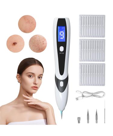 Aceshop Skin Tags Removal Pen Professional Mole Remover Pen Kit with 9 Strength Levels & Replaceable Needles USB Rechargeable Mole Remover Pen Kit Plasma Pen for Wart Freckle Nevus (White)