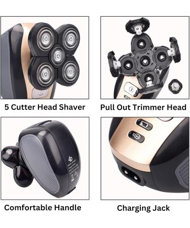 5-in-1 Electric Razor for Men | Rechargeable Wet & Dry Head Shaver Grooming Kit with Beard & Hair Trimmers Ideal Gifts for Men - Buy Online on SooperMarket.com