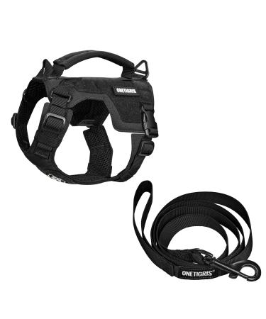 Oneigris dog harness and leash set mini trooper puppy dishes with control handle for extra small/small medium -sized dogs black xxxs xxxs black